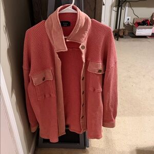 Vici Blush Corduroy Button-Up Jacket